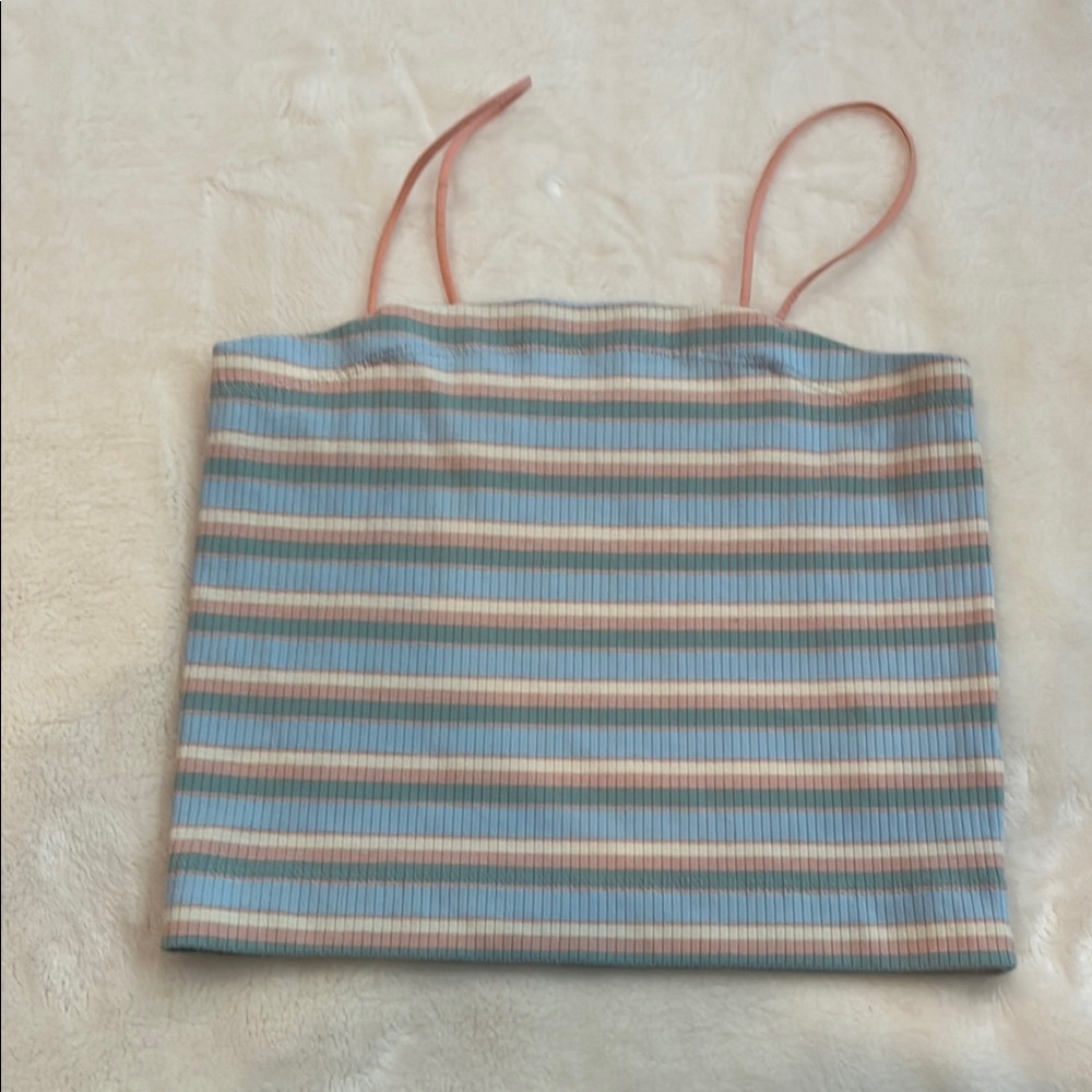 American Eagle Outfitters Blue and Gray Ribbed Crop Camisole